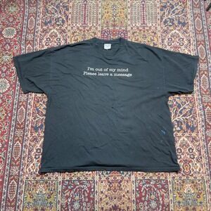 VTG 90s00s Optima 3XL Black Graphic T-Shirt Out of My Mind Leave a Message Hole